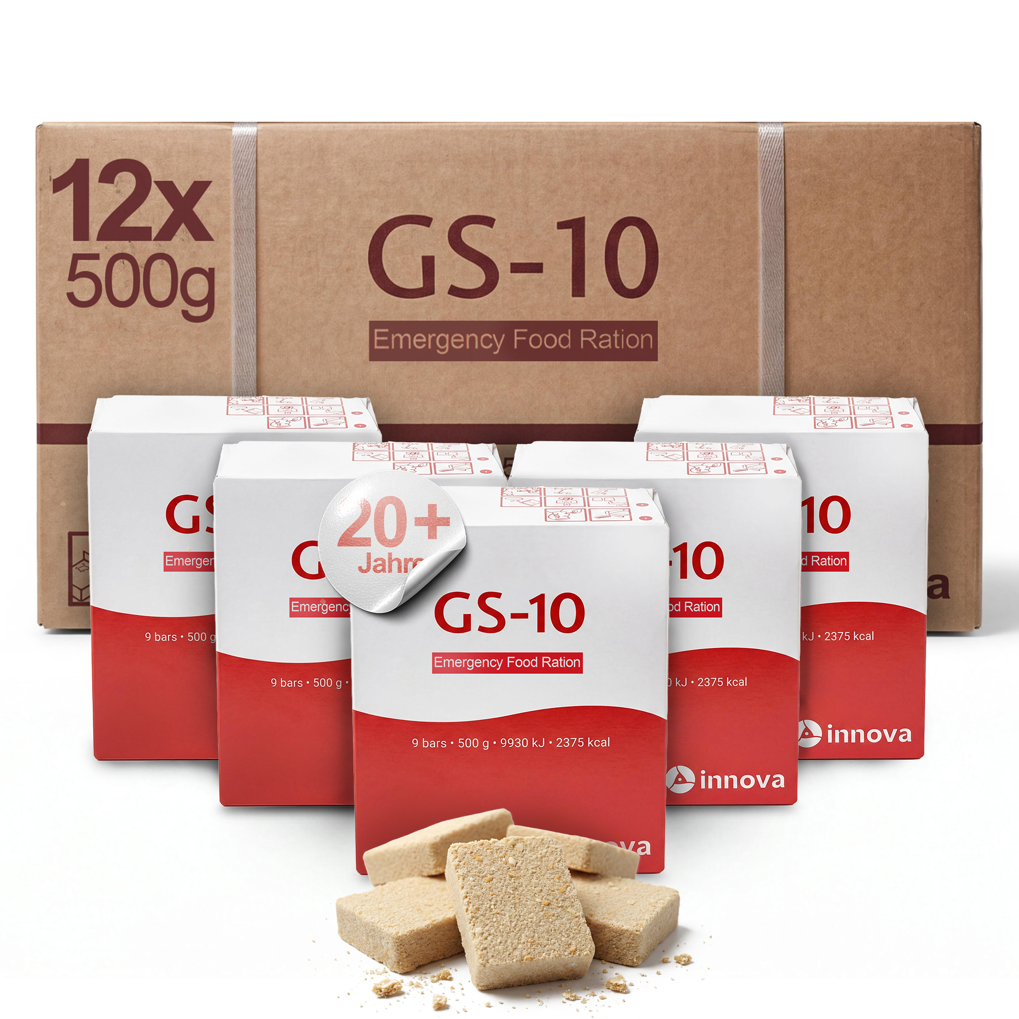 GS-10 Emergency Food | 12 x 500 Gramm Einheit Langzeitnahrung | Notfallvorrat | über 20 Jahre haltbar