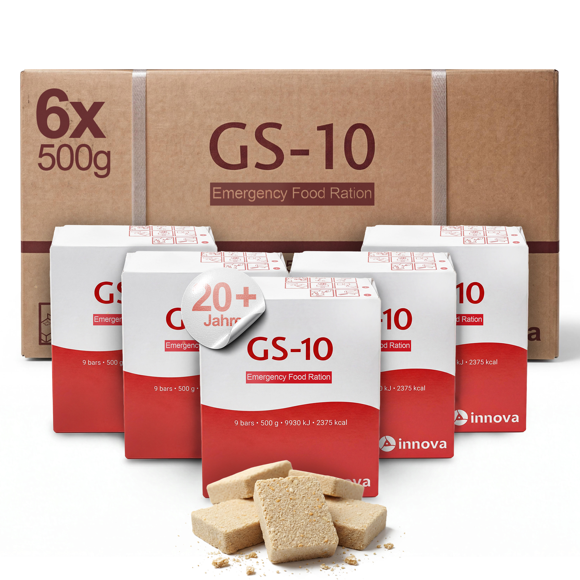 GS-10 Emergency Food | 6 x 500 Gramm Einheit Langzeitnahrung | Notfallnahrung | über 20 Jahre haltbar | Emergency Food